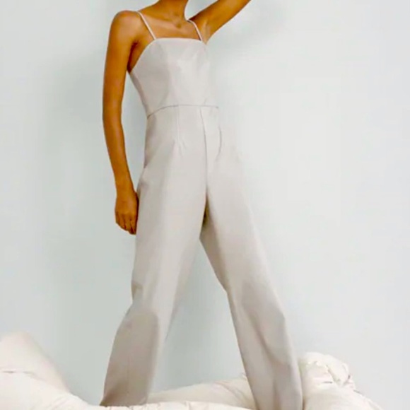 Zara Pants - NWT Zara Stone Faux Leather Long Jumpsuit